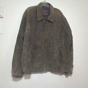 Vintage American Classics Colebrook Suede Leather Bomber Jacket Mens XL Brown